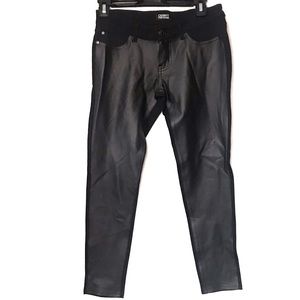 Celebrity Pink Stretchy Black Jeans Jeggings with Faux Leather Front Siz…